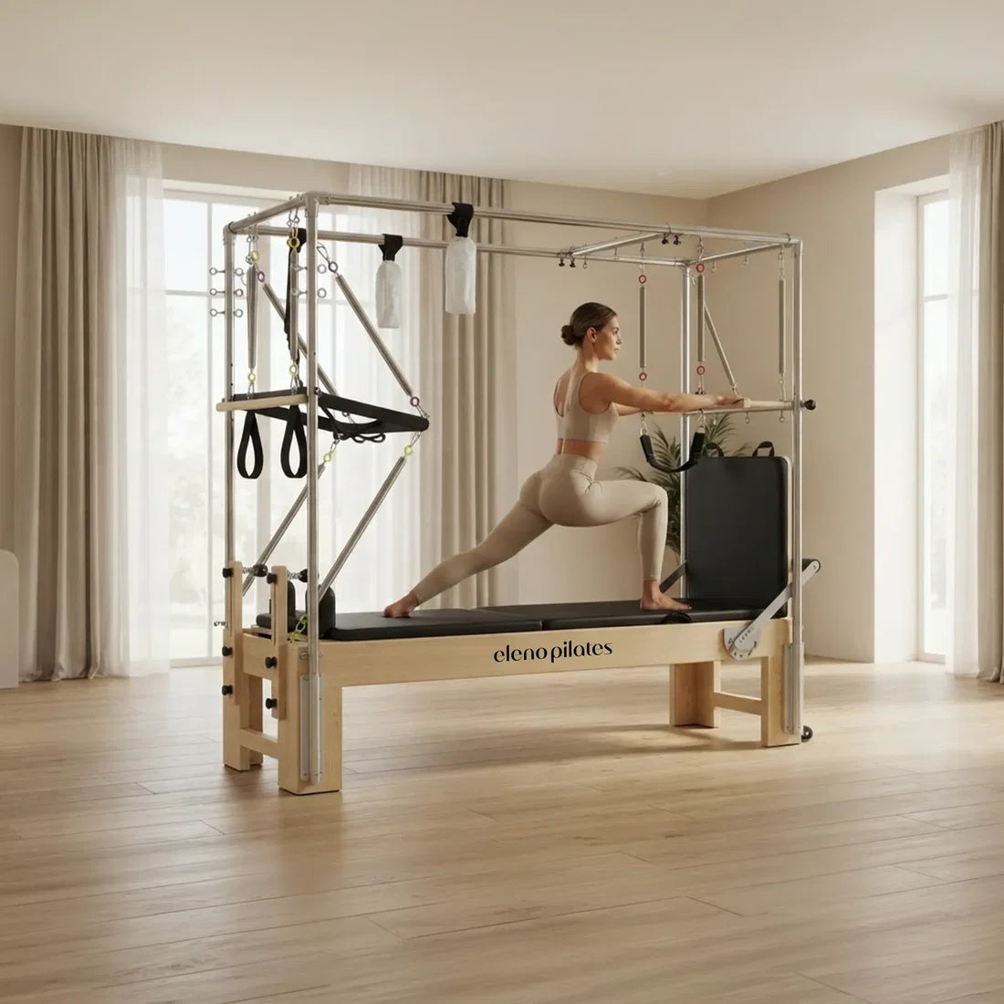 Eleno E100 3-in-1 Pilates reformer with full Cadillac – product image 3