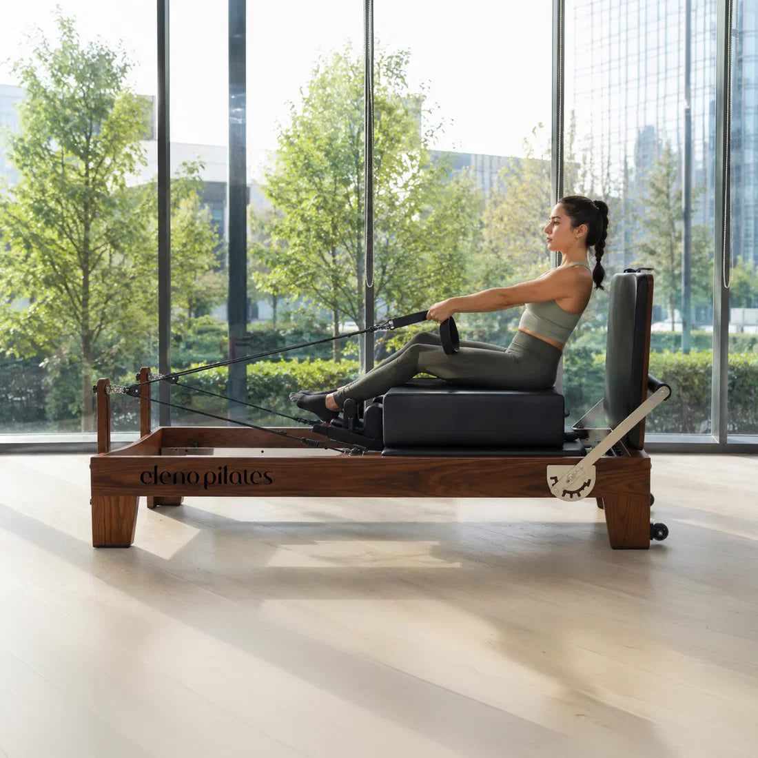 Eleno Home Fit Pro black red oak Pilates reformer – product image 3