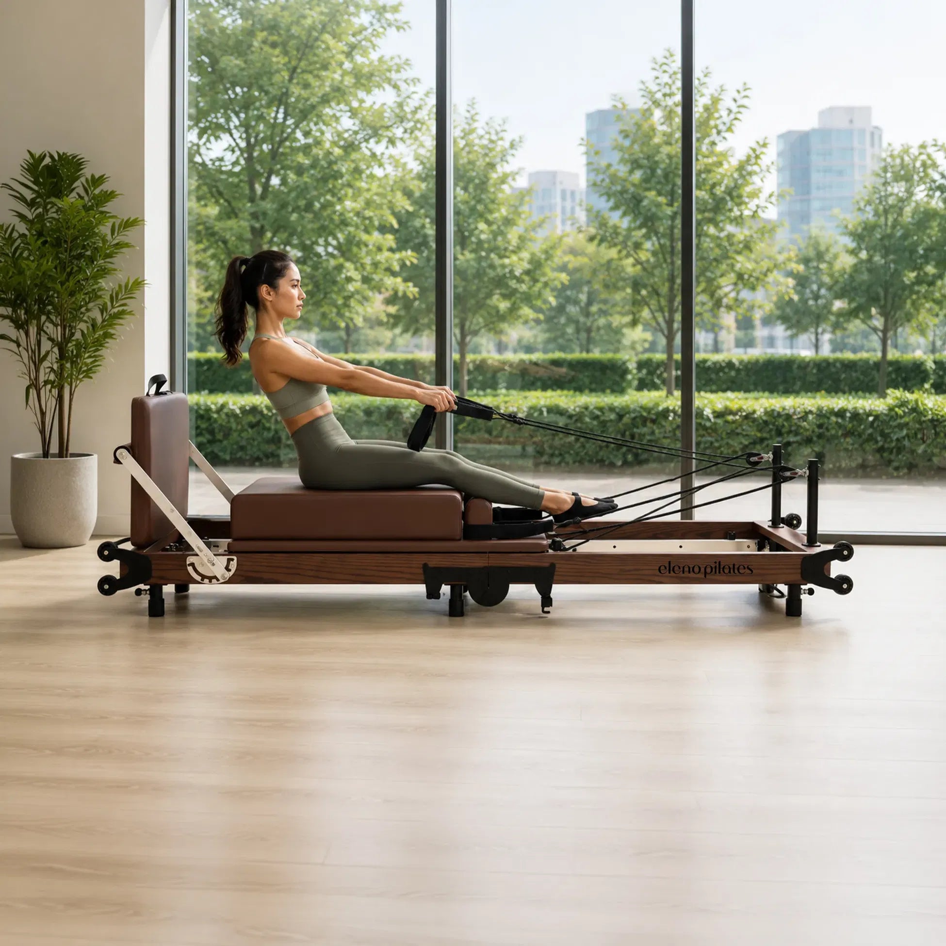 Eleno Home Fit foldable red oak Pilates reformer – product image 3